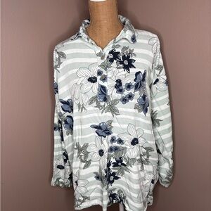 New Collection Italian Made Floral Striped Floral Tunic Swim Cover Shirt OS
